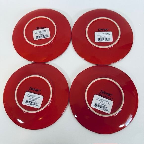 Dansk Kobenstyle Chili Red Espresso 5.4 inch #844320 Saucers set of 4 NWT - Picture 8 of 9